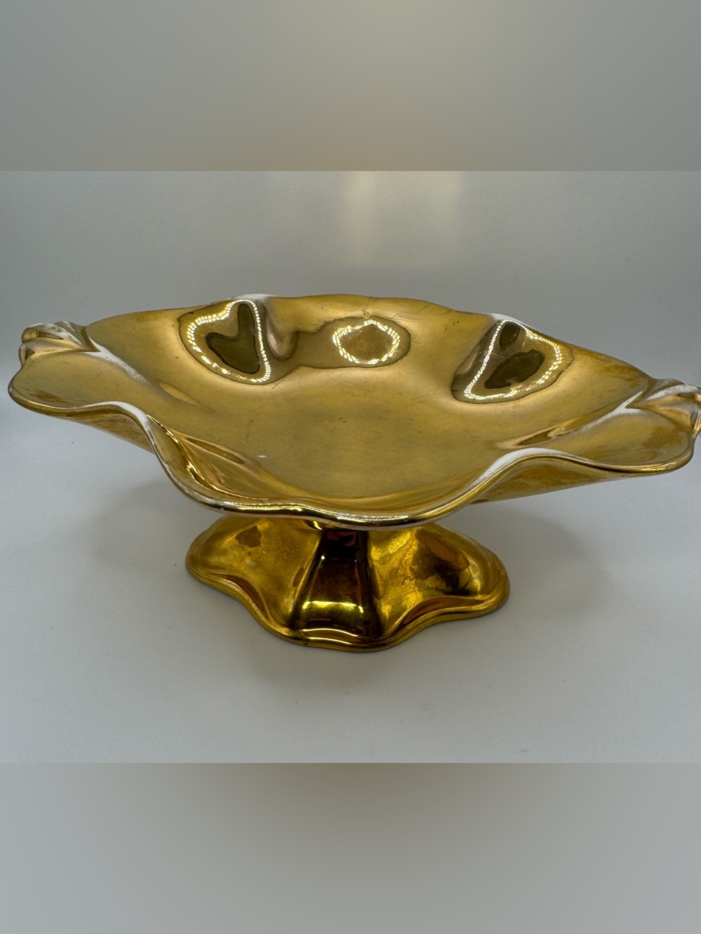 VTG WWII Royal Winton Golden Age Gold Lustre Footed Compote Pedestal Bowl